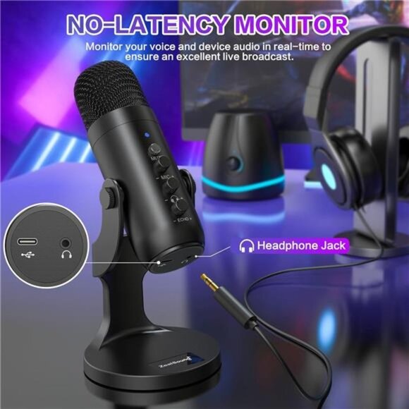 USB Microphone,Condenser Computer PC Mic,Plug&Play Gaming Microphones for PS 4&5 - Picture 5 of 7
